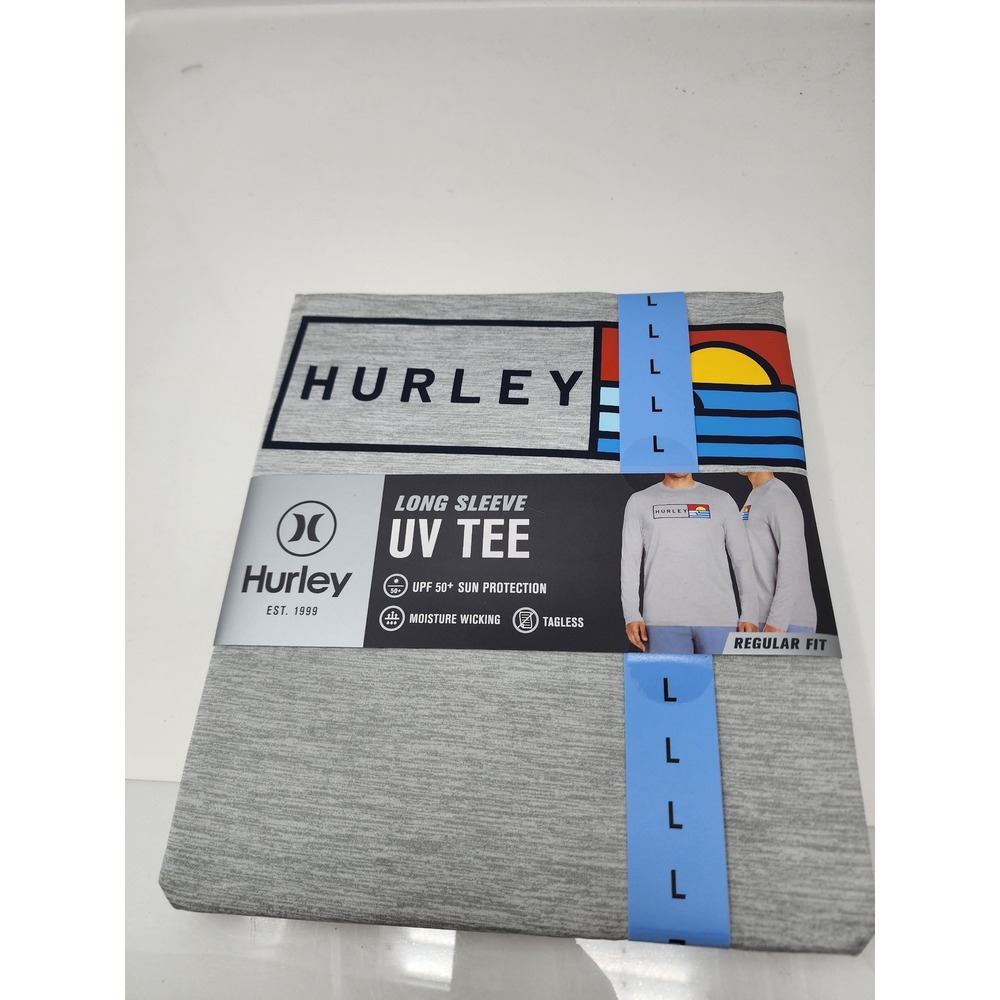 Hurley Mens Long Sleeve UV Tee Gray Polyester Blend Athletic Size Large